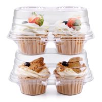 Porte-cupcakes personnalisés 1 2 4 6 12 Porte-cupcakes en plastique transparent Blister Conteneurs à clapet Dessert Muffins Boîte d'emballage avec couvercle en dôme