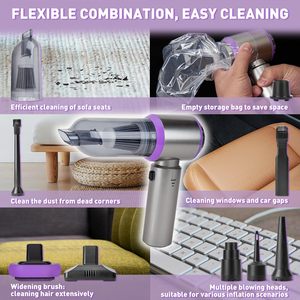 เครื่องดูดฝุ่นในรถยนต์แบบพกพาไร้สาย ABS เครื่องดูดฝุ่นไฟฟ้าแบบแห้งพร้อมที่เป่าลมอัดและเครื่องเป่าลมสำหรับล้างรถ - Product Image 3