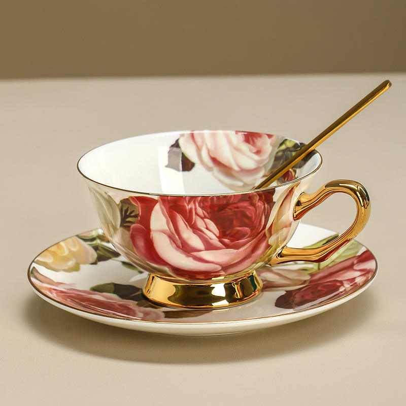 Half Flower Rose Single Cup, Saucer and Spoon (Mail Order Pack)