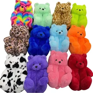 Moda orsacchiotto peluche scarpe da interno morbido massaggio e impermeabile natale per ciabatte per adulti stagioni invernali e primaverili - Product Image 1