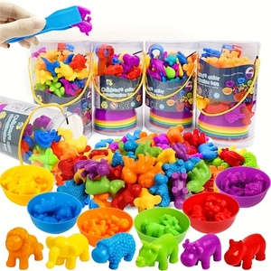 Jeu de pinces éducatif sensoriel pour enfants : Dinosaures, animaux, formes, puzzle, coordination œil-main, en plastique - Product Image 5