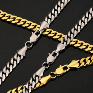 Real 14K Gold Filled Chain Jewelry Stainless Steel 3/5/6/8mm <b>Solid</b> Diamond-Cut Miami Cuban Link Curb <b>Necklace</b> for Men Women - Product Image 3