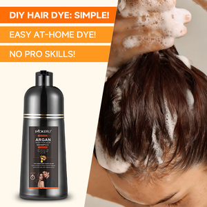 MOKERU Shampoo Colorante Naturale alle Erbe, Tinta <span class=keywords><strong>Senza</strong></span> <span class=keywords><strong>Ammoniaca</strong></span> con Olio di Argan, Nutriente e Duraturo per Copertura dei Capelli Grigi, 420ml - Product Image 5