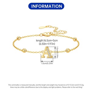 Pendentif élégant en lettres plaquées laiton et argent avec zircon cubique, idéal pour les initiales de bracelet DIY européen, bijoux fantaisie - Product Image 4
