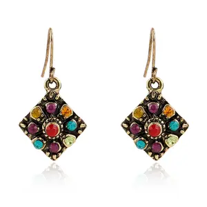 LXES6008 Fashion Bohemian wild carved jewelry national style crystal female Earrings