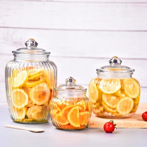 Thủy Tinh Ribble Nhà Bếp Thực Phẩm Lưu Trữ Jar Đảng Rõ Ràng Glass Kẹo Cà Phê Đậu Jar Thủy Tinh Container Với Glass Nắp - Product Image 2