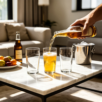 Verre à bière Pilsner américain transparent personnalisé en gros avec poignée ergonomique et grande capacité