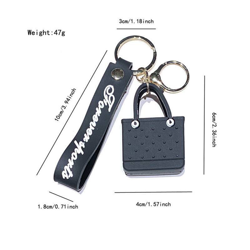 Wholesale PVC Mini Bag Keychain Silicone Rubber Hole Basket Key Ring ...
