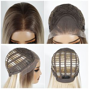 Vente en gros de haute qualité fibre résistante à la chaleur naturelle vague 13x4 HD dentelle perruque sans colle perruques synthétiques avant de lacet - Product Image 4