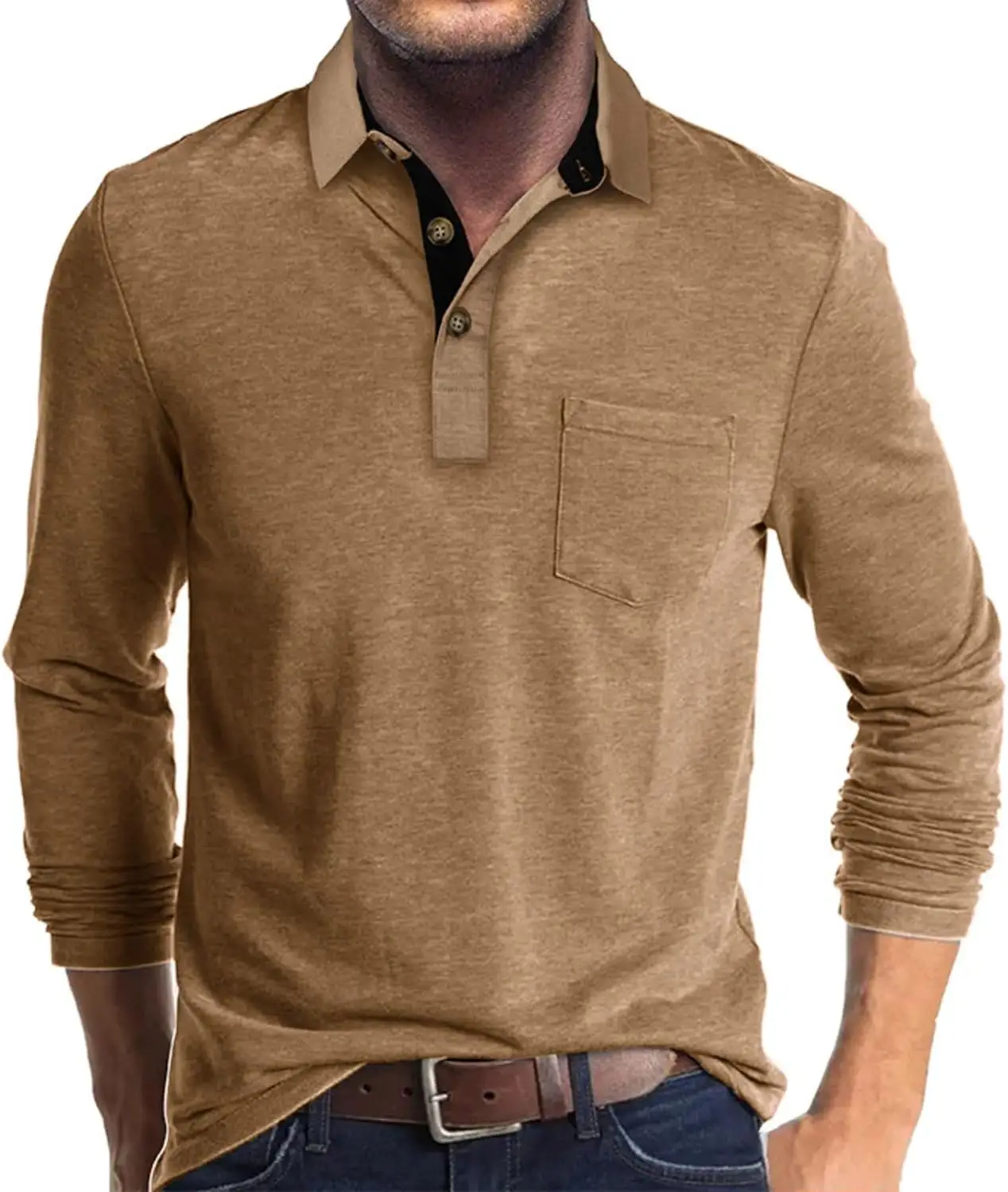 Herren Casual Shirts Classic Button Basic Langarmhemd Einfarbige Baumwoll-T-Shirts Stilvolle Tops