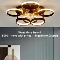 Ventilateur de plafond LED moderne à 5 anneaux circulaires avec lumière, variateur d'intensité, silencieux, pour salon, chambre à coucher, salle à manger
