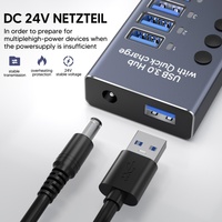 Hub USB 3.0 à 10 ports, 5 Gbps, en aluminium, avec interrupteur marche/arrêt individuel pour PC, ordinateurs portables, MacBook Pro, Air, iMac, iPad