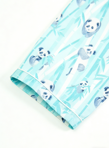 Pyjama court en satin pour garçon avec imprimé pandas, ensemble personnalisé pour enfants, manches courtes, boutons, ensemble de vêtements - Product Image 4