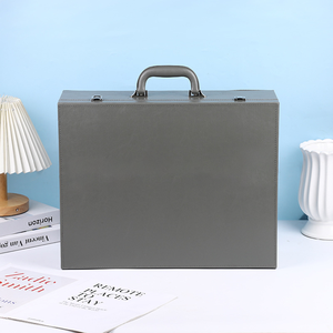 Boîte d'échantillons de carreaux de céramique et de pierre de quartz, <span class=keywords><strong>carte</strong></span> de couleurs, boîte d'échantillons d'éclairage personnalisable en cuir PU avec gaufrage doré, couleur <span class=keywords><strong>grise</strong></span> - Product Image 5