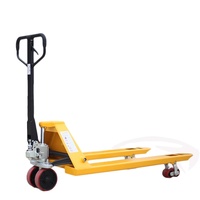 Chariots hydrauliques jaunes d'une capacité de 3000 kg avec roues de transport à entraînement manuel