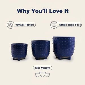 Pots de fleurs en céramique esthétiques pour l'intérieur et l'extérieur, pots de jardin avec trous de drainage, finition émaillée - Product Image 5