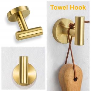 Ensemble d'accessoires de salle de bain 3 pièces en or brossé, <span class=keywords><strong>porte</strong></span>-serviettes, <span class=keywords><strong>porte</strong></span>-papier toilette, barre <span class=keywords><strong>porte</strong></span>-serviettes en acier inoxydable pour hôtels - Product Image 6