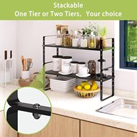 Noir 2-Pack extensible armoire étagère organisateur support comptoir de cuisine hauteur réglable étagères de rangement support étagère à épices stockage