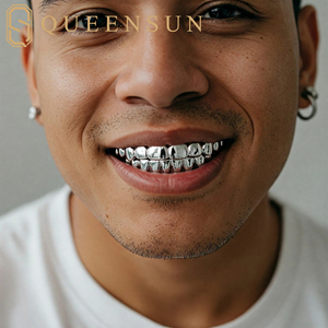 Queensun Fine Jewelry Hip Hop Teeth <span class=keywords><strong>Grillz</strong></span> 925 Sterling Silver Silver Plated Heavy Duty Unisex 5G Weight - Product Image 5