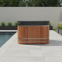 Vapasauna Moderne Einzel-Holz-Eiswanne |   304 Edelstahl-Kaltwasserbecken für Hotel-Spa + Eisbadewanne mit Oberfläche aus Rotzeder