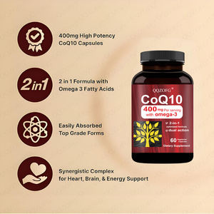 プライベートブランド高品質400mgコエンザイムCoQ10とオメガ<span class=keywords><strong>3</strong></span>ビタミン配合60カプセル（心臓、脳、免疫システムサポート） - Product Image 3