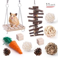 Ensemble de jouets pour hamster petit animal fournitures de meulage pomme bois herbe balle rouleau hamster rongeur jouet balançoire carotte pour rongeur mâche