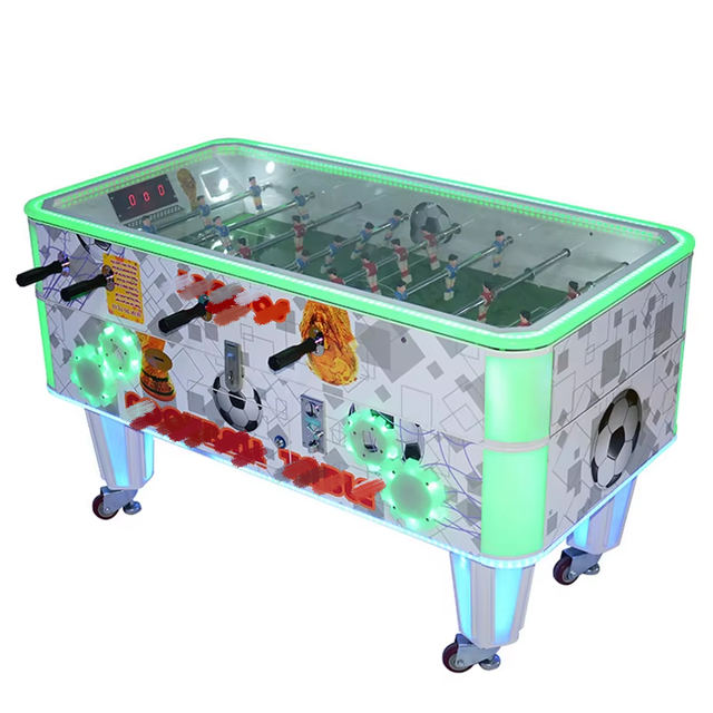 Coin-Operated Foosball Table Game Machine Movable Commercial Football Game for Indoor Use English Interface Metal Plastic