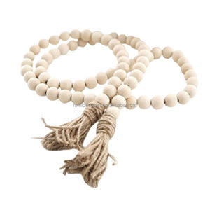 Guirnalda de Cuentas de Madera de 58 Pulgadas con <span class=keywords><strong>Borlas</strong></span> Estilo Boho - Decoración Rústica y Chic <span class=keywords><strong>para</strong></span> Pared, Sobre Gabinetes y Mesas - Product Image 1
