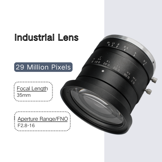 Machine Vision Lens 29MP 35mm F2.8 F-Mount, 0.03X Magnification, Beam Modulation Metal Glass Construction