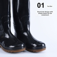 Sepatu Bot Kerja Anti Air Unisex High-Top Anti Selip Tahan Aus Sol Tebal Bahan Tendon Sapi Grosir