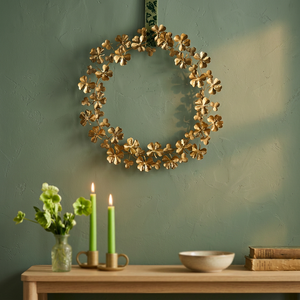 Guirnalda Decorativa Redonda de Metal Hecha a Mano con Flores de Trébol Doradas, Decoración Moderna para Colgar en la Pared del Hogar - Product Image 3