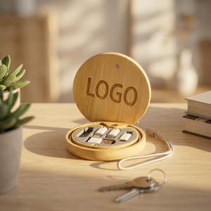 Coffret Cadeau de Voyage Portable 6-en-1 en Bambou Biodégradable : Câble de Charge Rapide, Adaptateur USB Type C et Boîte de Rangement pour Pailles - Product Image 1