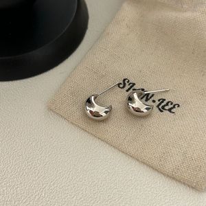 S925 Sterling <b>Silver</b> C Shaped <b>Stud</b> Earrings Geometric Minimalist Design Everyday Wear - Product Image 3