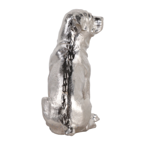 Statua di Cane in Alluminio per Decorazione Casa e Ufficio, Ornamento da Esposizione su Mensola, Finitura Argento - Product Image 3