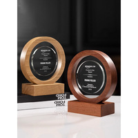 Nouvelle conception de plaques de récompense en cristal rondes personnalisables, plaque en bois, plaque de récompense en cristal vierge