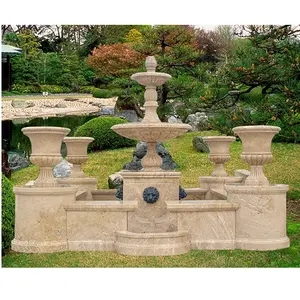 雕刻大理石花园喷泉室外石头瀑布