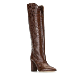 2020 אופנתי חום תנין דפוס שמנמן עקב גבוהה גבירותיי הברך גבוהה מגפיים - Product Image 6