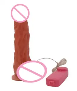 Dildo manusia realistis bahan aman Penis besar seperti hidup dengan cangkir hisap kuat Dildo Vibrator dengan pemanas