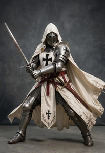 Traje de Armadura Completa de Caballero Templario Blanco, Hecho a Mano, Fundición Tradicional, Medieval, para Recreación Histórica - Product Image 4