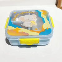Boîte à lunch portable grande capacité JM, réutilisable, étanche, 3 compartiments, boîte à lunch scellée pour enfants, qualité alimentaire, boîte bento mignonne à motif de dessin animé