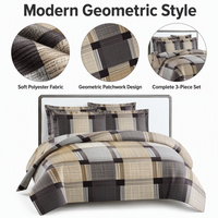 Ensemble de housse de couette 3 pièces en polyester, motifs floraux modernes, marron et gris, pour la maison et l'hôtellerie, en stock en Pologne, pour le dropshipping UE