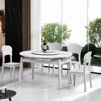 Table à manger extensible de luxe moderne en bois de caoutchouc + plateau en pierre frittée, ronde/carrée, double option, mobilier de maison