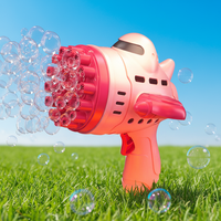 Pistolet à bulles électrique automatique en plastique, motif dessin animé, avec lumière, pour mariage, mousse amusante, été, extérieur, pour enfants, jouets en gros
