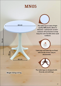 Table ronde d'extérieur en plastique multicolore avec piédestal, mobilier de maison durable pour patio, jardin, balcon et salle à manger - Product Image 6