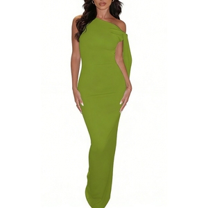 Vestido Maxi de un Solo Hombro con Lazo para Mujer, Vestido Ajustado sin Mangas para Eventos Formales y de Noche, Vestidos de Moda - Product Image 1