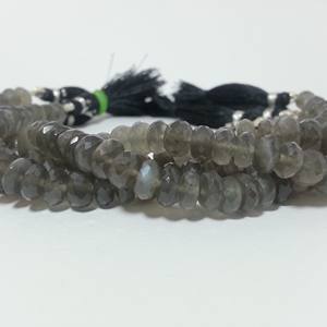 4mm 6mm piedra lunar gris Natural facetado Rondelle cuentas de piedras preciosas hebras para la fabricación de joyas mejor precio distribuidor regular en línea - Product Image 1