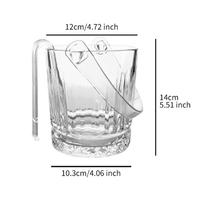 Seau à glace en verre et pinces avec poignées, 900 ml, accessoires de bar pour la maison, seaux à glace pour les fêtes, seau à champagne, congélateur en verre