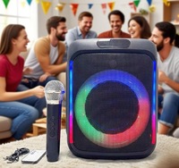 Micrófono Inalámbrico de 6.5 Pulgadas, 2 Micrófonos, Sistema de Sonido Portátil para el Hogar, Altavoz con Bajos Estéreo, Karaoke, Fiesta, DJ, Iluminación LED RGB