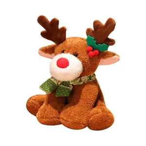 china best price multicolor soft cute winter festival plush christmas elk doll toy for ornament