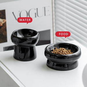 2025 baru keramik mangkuk kucing melindungi serviks kucing makanan mangkuk dekoratif piring minum anjing keramik kaki tinggi hewan peliharaan mangkuk keramik - Product Image 6